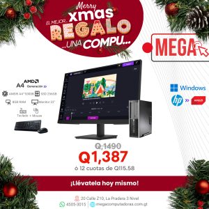 HP Compaq Pro 6305 SFF AMD A4  8GB RAM, 256GB SSD, Monitor 22 Pulgadas, Mouse y Teclado