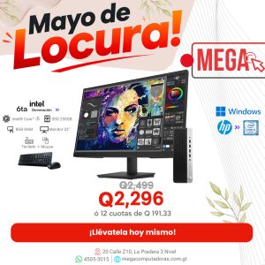 HP ProDesk 600 G3 i5 6ª Gen, 8GB RAM, 250GB SSD, Monitor 22 Pulgadas, Mouse, Teclado, WiFi