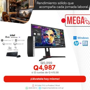 HP ProDesk 600 G4 SFF Intel Core i7 8ª Gen 32GB RAM, 512GB SSD, Monitor 24 Pulgadas, Mouse y Teclado