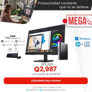 HP ProDesk 600 G3 Mini Intel Core i5 7ª Gen 16GB RAM, 256GB SSD, Monitor 24 Pulgadas Mouse y Teclado