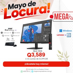 Lenovo ThinkCentre M920q Mini i5 8ª Gen 16GB RAM, 500GB SSD, Monitor 23 Pulgadas, Mouse y Teclado