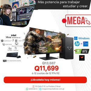 HP Victus 15L i7 14ª Gen, 32GB RAM, 1TB SSD, RTX 4060 8GB GDDR6, Monitor 23.8 Pulgadas, WiFi, PC Gamer