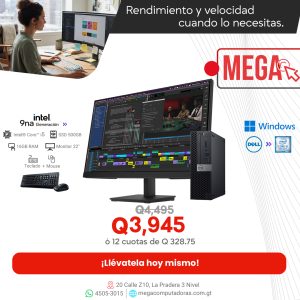 Dell OptiPlex 7070 i5 9ª Gen, 16GB RAM, 500GB SSD, Monitor 22 Pulgadas, Mouse y Teclado
