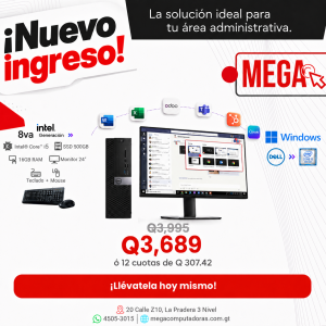 Computadora Dell OptiPlex 5060 Core i5 8ª Gen, 16GB RAM, SSD 500GB, Monitor 24", Teclado, Mouse y WiFi