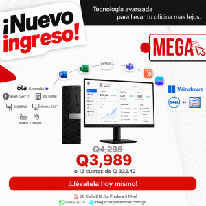 Computadora Dell OptiPlex 7040 SFF Intel Core i7, 6ª Gen, 32GB RAM, SSD 500GB, Monitor 23.8″, Teclado, Mouse y WiFi